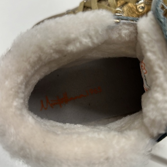 Montelliana 1965 Marlena Hiking Boots Shearling Lined Leather Metallic Gold 38 8 - Picture 10 of 13